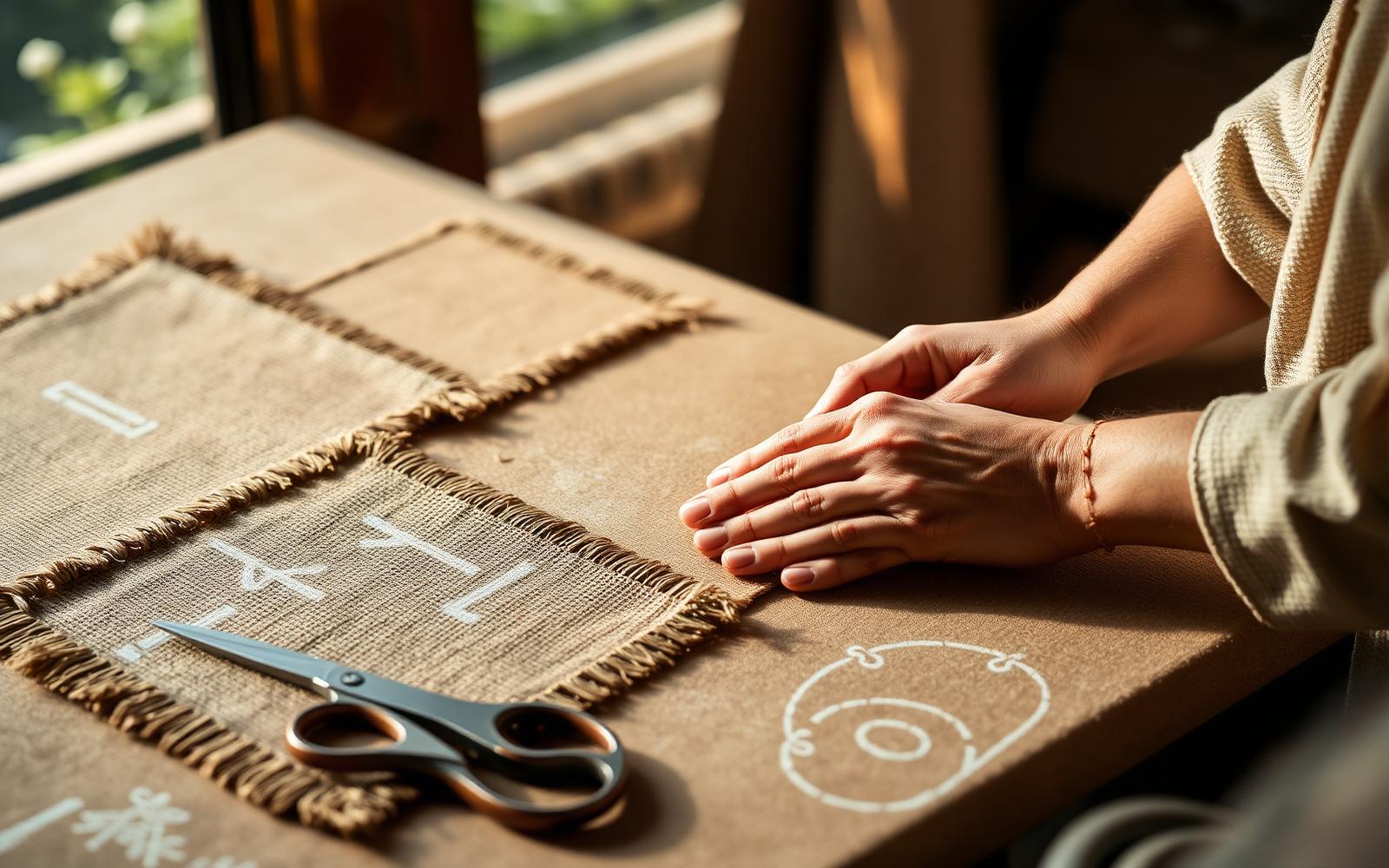 Stitching line assembling jute bag bodies and handles during bulk production